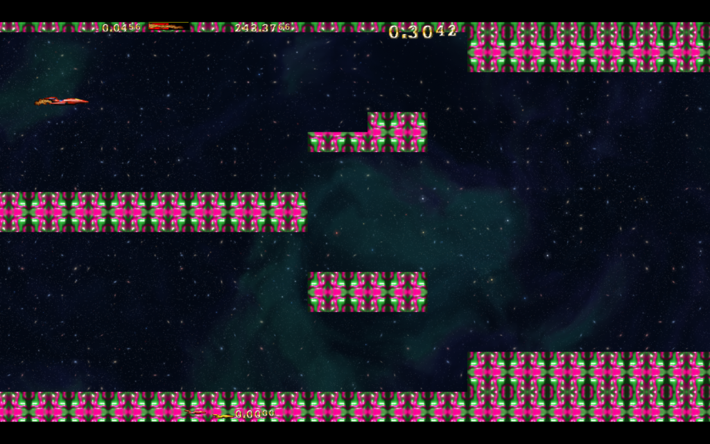 Space Racer gameplay with a ship flying through a star-filled course